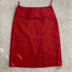 Banana Republic red pencil skirt with slit.